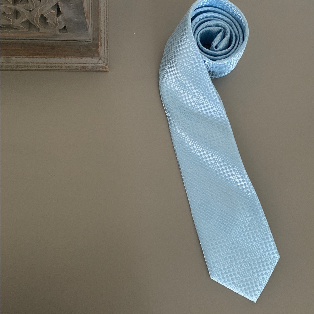 Perry Ellis Blue Geometric Silk Tie *Prom* *Wedding Guest*
